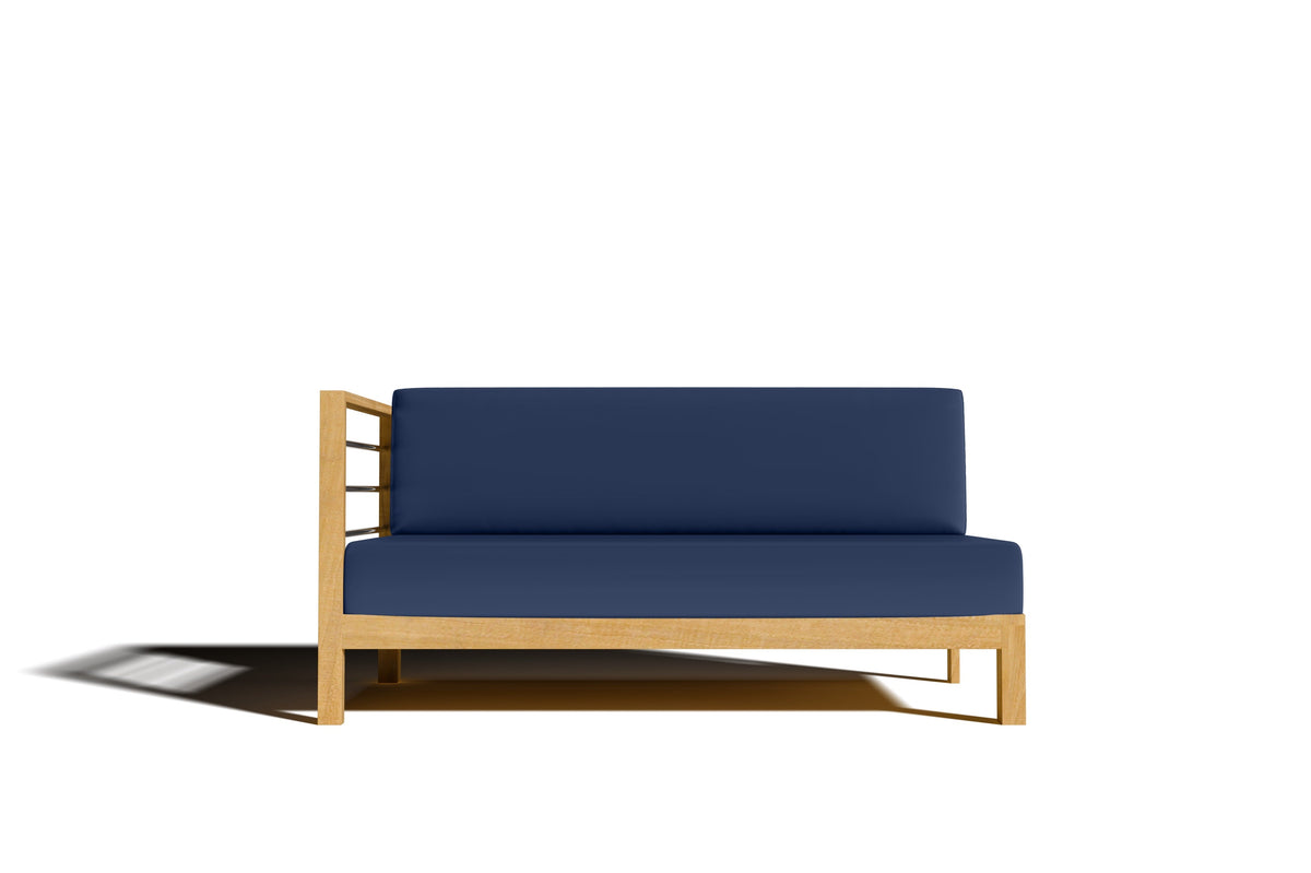 Leon 7-piece Teak Outdoor Sectional Deep Seating Set with Sunbrella Navy Cushions Outdoor deep seating