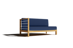 Leon 7-piece Teak Outdoor Sectional Deep Seating Set with Sunbrella Navy Cushions Outdoor deep seating