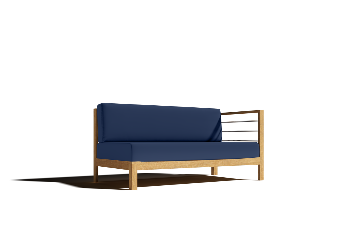 Leon 7-piece Teak Outdoor Sectional Deep Seating Set with Sunbrella Navy Cushions Outdoor deep seating