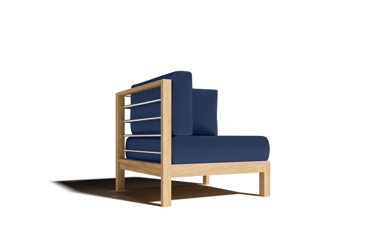 Leon 7-piece Teak Outdoor Sectional Deep Seating Set with Sunbrella Navy Cushions Outdoor deep seating