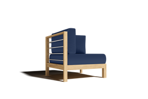 Leon 7-piece Teak Outdoor Sectional Deep Seating Set with Sunbrella Navy Cushions Outdoor deep seating