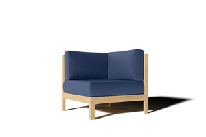 Leon 7-piece Teak Outdoor Sectional Deep Seating Set with Sunbrella Navy Cushions Outdoor deep seating