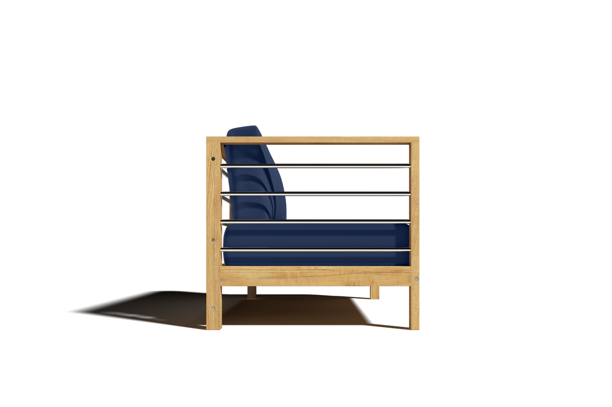 Leon 7-piece Teak Outdoor Sectional Deep Seating Set with Sunbrella Navy Cushions Outdoor deep seating