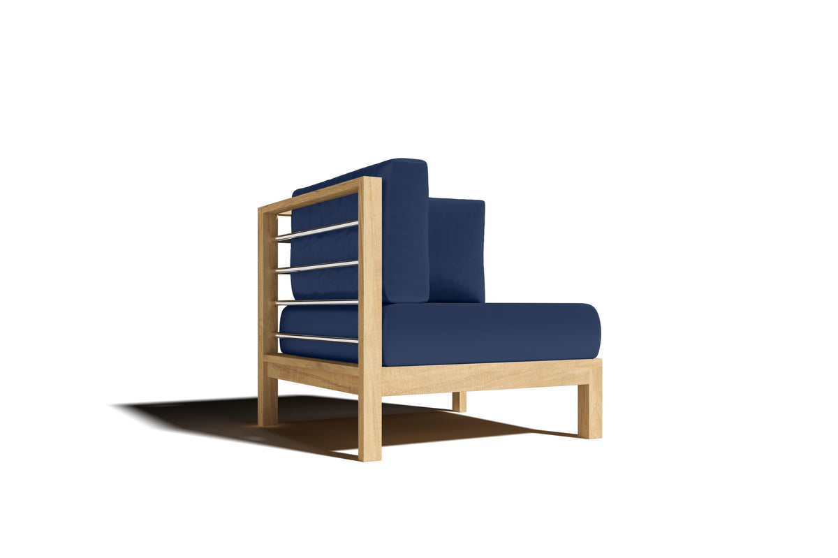 Leon 7-piece Teak Outdoor Sectional Deep Seating Set with Sunbrella Navy Cushions Outdoor deep seating