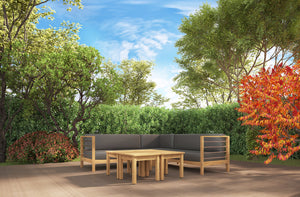 Leon Teak Outdoor Sectional Left Sofa with Sunbrella Charcoal Cushion Outdoor Chair