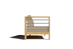 Leon Teak Outdoor Sectional Left Sofa with Sunbrella Fawn Cushion Outdoor Chair