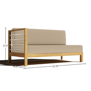 Leon Teak Outdoor Sectional Left Sofa with Sunbrella Fawn Cushion Outdoor Chair