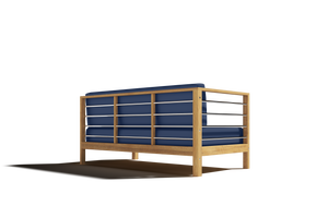 Leon Teak Outdoor Sectional Left Sofa with Sunbrella Navy Cushion Outdoor Chair