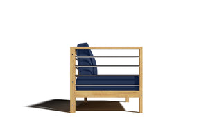 Leon Teak Outdoor Sectional Left Sofa with Sunbrella Navy Cushion Outdoor Chair