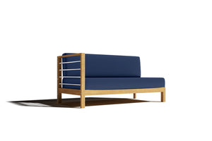 Leon Teak Outdoor Sectional Left Sofa with Sunbrella Navy Cushion Outdoor Chair