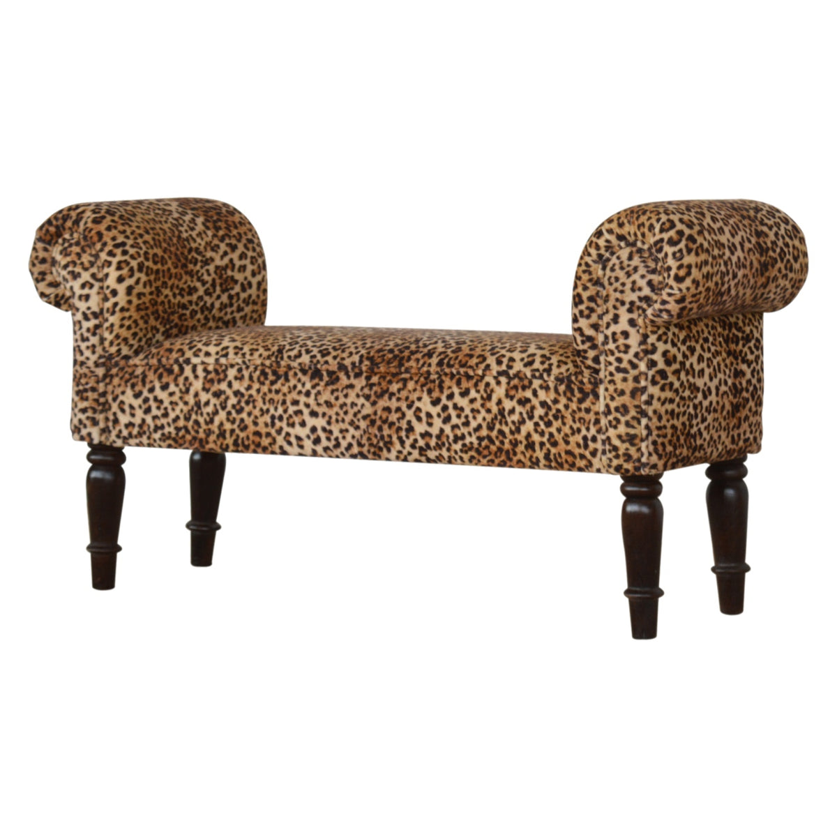 Leopard Print Velvet Bench Bench