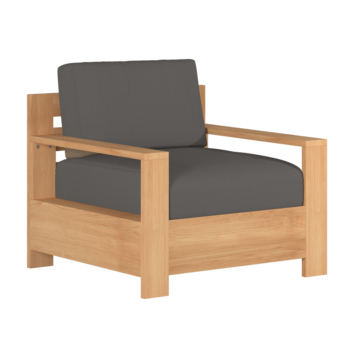 Lothair 4-Piece Teak Outdoor Patio Deep Seating Set with Sunbrella Charcoal Cushions Outdoor deep seating