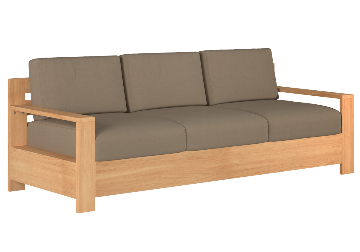Lothair 4-Piece Teak Outdoor Patio Deep Seating Set with Sunbrella Fawn Cushions Outdoor deep seating