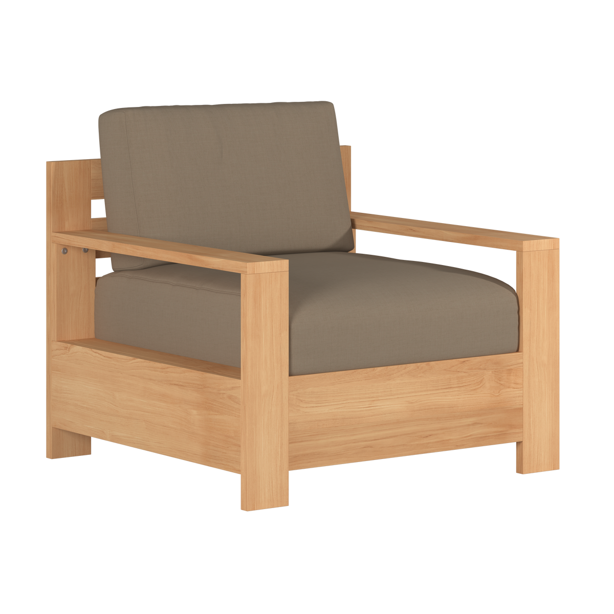 Lothair 4-Piece Teak Outdoor Patio Deep Seating Set with Sunbrella Fawn Cushions Outdoor deep seating