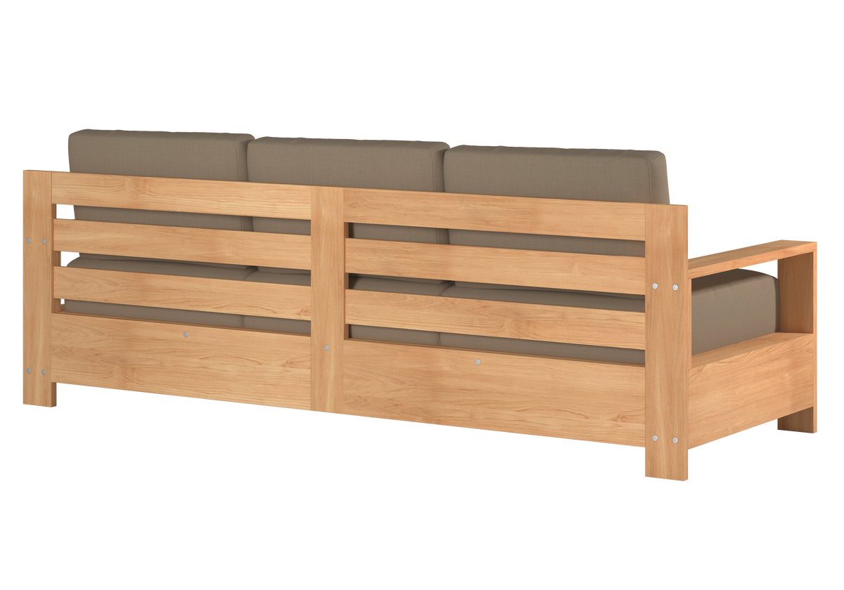 Lothair 4-Piece Teak Outdoor Patio Deep Seating Set with Sunbrella Fawn Cushions Outdoor deep seating