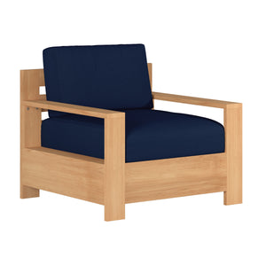 Lothair 4-Piece Teak Outdoor Patio Deep Seating Set with Sunbrella Navy Cushions Outdoor deep seating