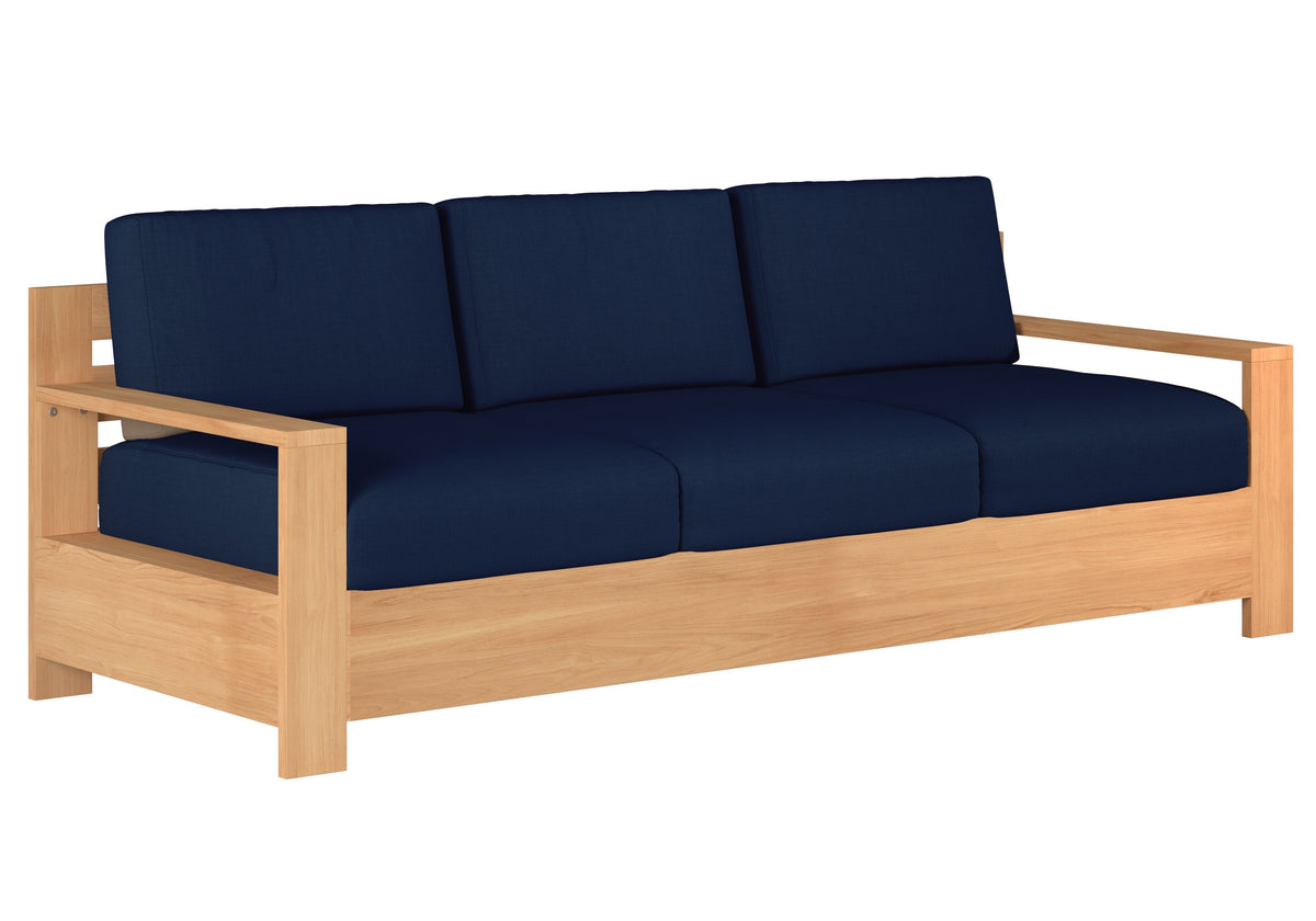 Lothair 4-Piece Teak Outdoor Patio Deep Seating Set with Sunbrella Navy Cushions Outdoor deep seating