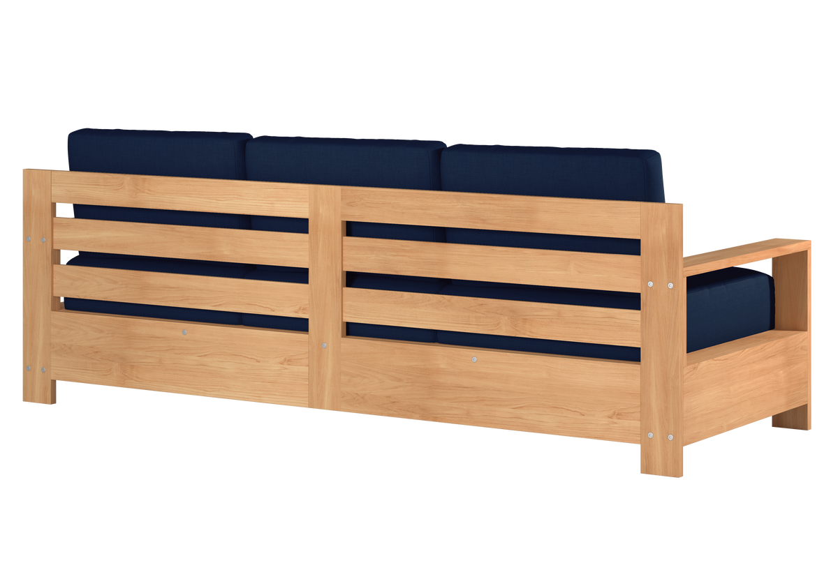 Lothair 4-Piece Teak Outdoor Patio Deep Seating Set with Sunbrella Navy Cushions Outdoor deep seating