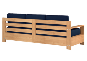 Lothair 4-Piece Teak Outdoor Patio Deep Seating Set with Sunbrella Navy Cushions Outdoor deep seating
