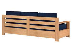 Lothair 4-Piece Teak Outdoor Patio Deep Seating Set with Sunbrella Navy Cushions Outdoor deep seating