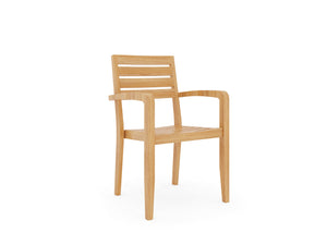 Louvel 5-Piece Rectangular Teak Outdoor Dining Set with Extendable Table and Stacking Armchairs Dining Bench Set