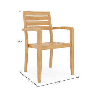 Lovel Teak Outdoor Dining Stacking Armchair (Set of 4) Outdoor Table