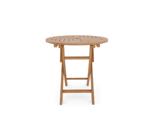 Lucas 3-Piece Round Teak Outdoor Bistro Set in Blue with Folding Table and Chairs Bistro Set