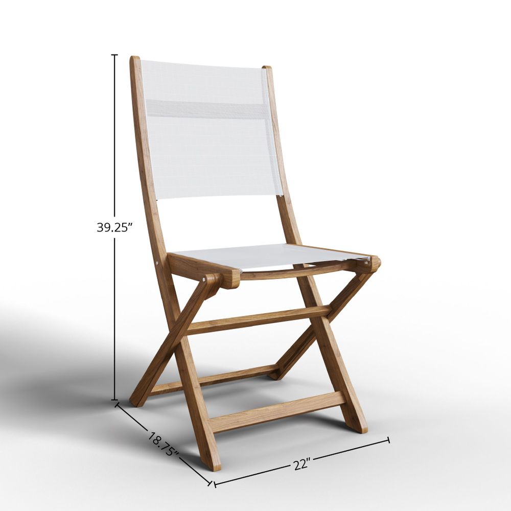 Lucas 3-Piece Round Teak Outdoor Bistro Set in White with Folding Table and Chairs Outdoor bistro seating