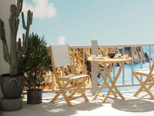 Lucas Teak Outdoor Dining Folding Chair in White Chairs