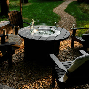 Lumin Fire Pit 46" Round and Fire Pit 51" Rectangular Adirondack Chair