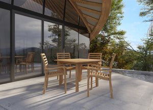 Mathieu 5-Piece Square Teak Outdoor Dining Set with Stacking Armchairs Outdoor Dining Set