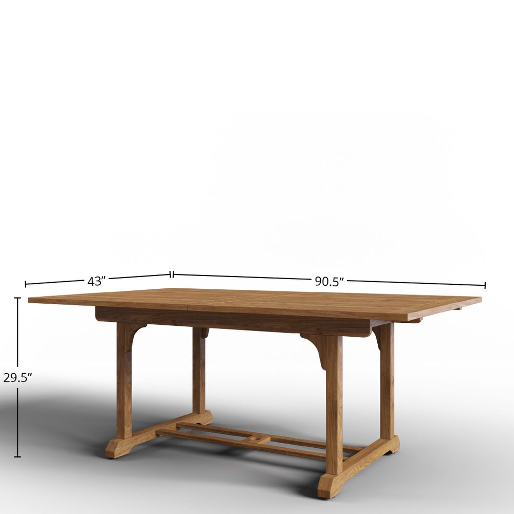 Mathieu 7-Piece Rectangular Teak Outdoor Dining Set with Extendable Table and Stacking Armchairs Outdoor Dining Set