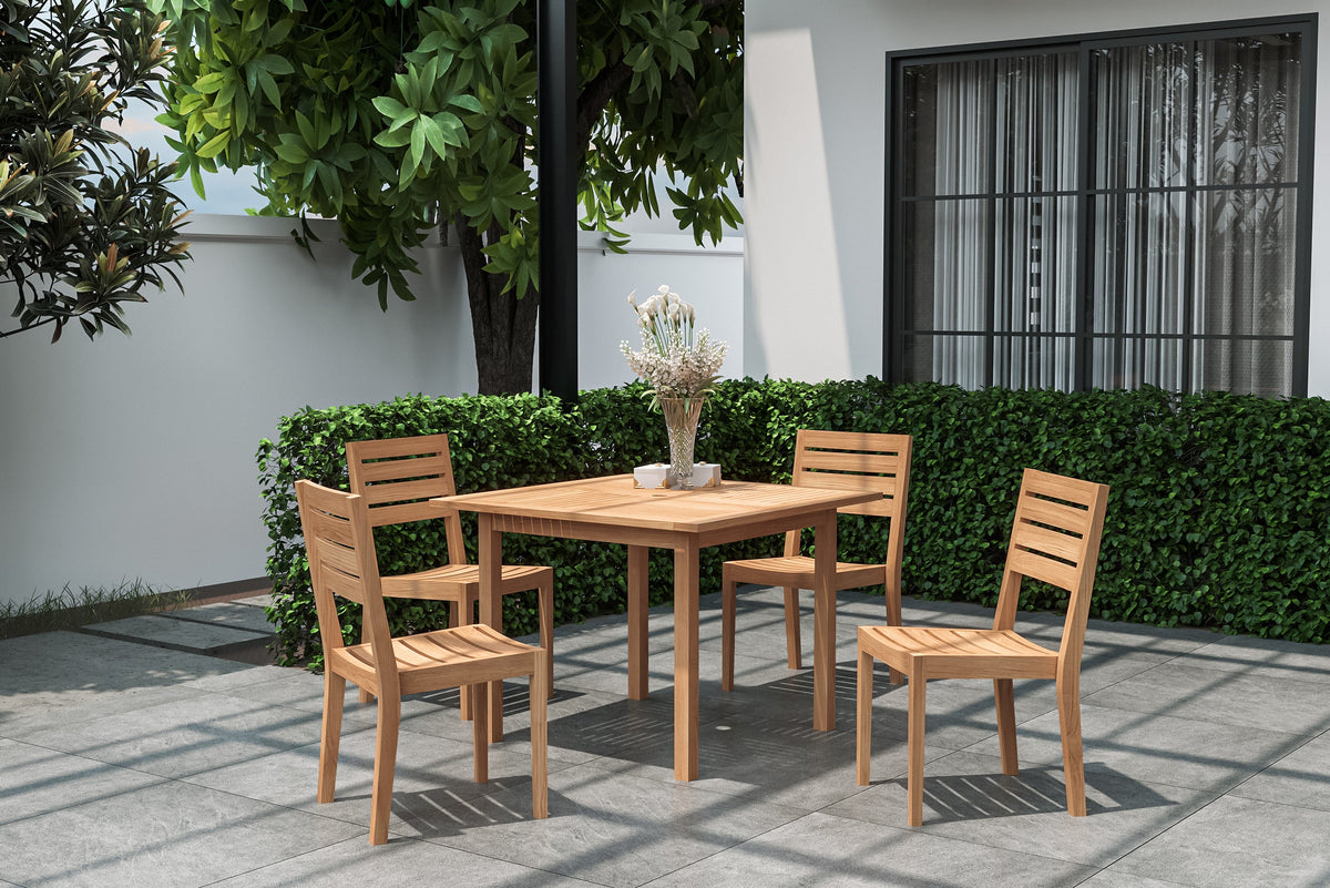 Mathieu Square Teak Outdoor Dining Table with Umbrella Hole Outdoor Table