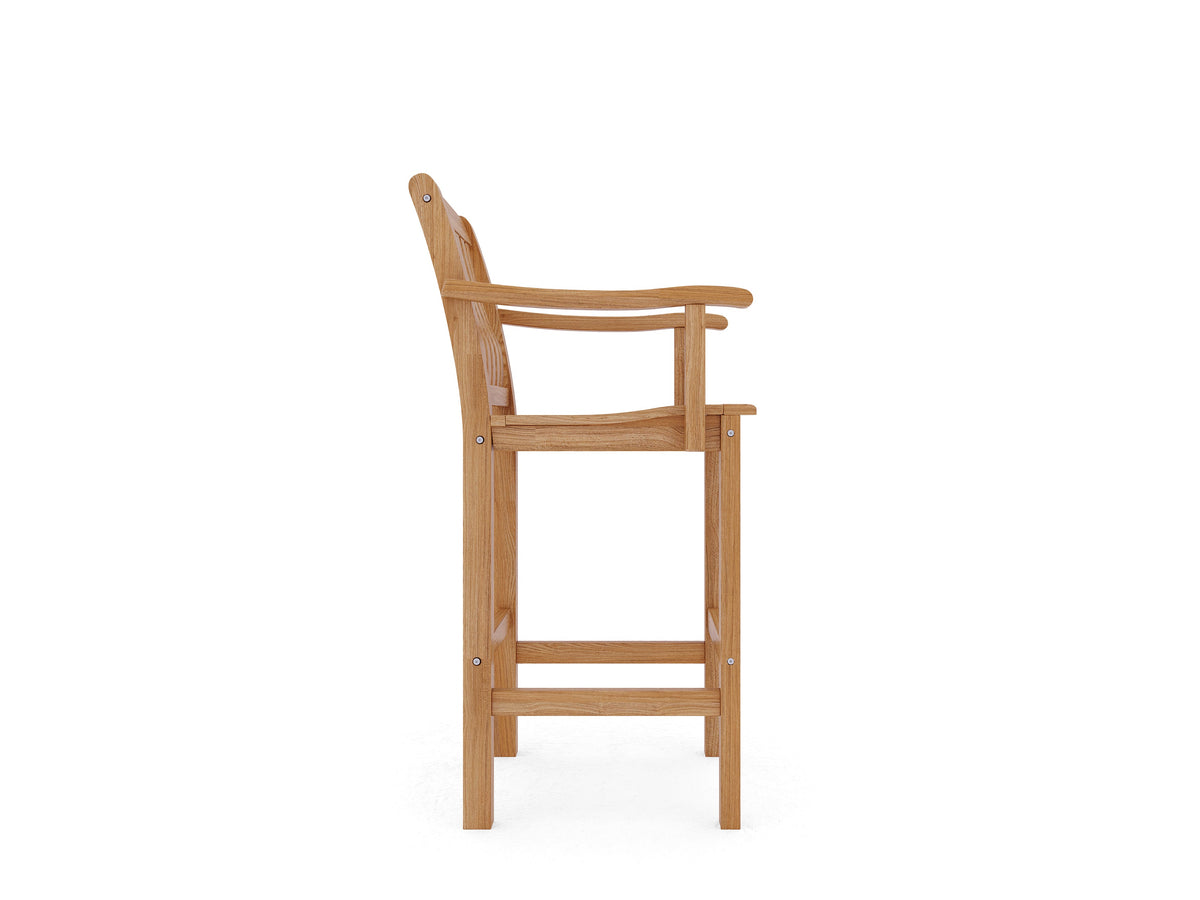 Michele 3-Piece Square Teak Outdoor Bar Height Dining Set with Armchairs Outdoor Dining Set