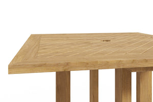 Michele Square Teak Outdoor Bar Height Dining Table with Umbrella Hole Dining Height Table