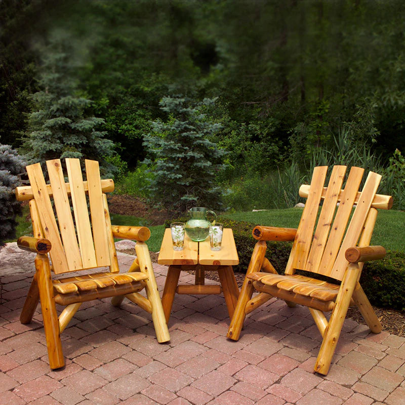 Moon Valley Cedar Combo Lawn Chair Set with End Table Outdoor Chair Unfinished