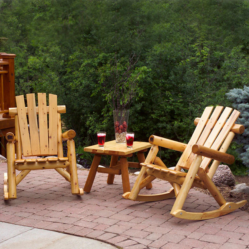 Moon Valley Cedar Combo Rocker Set with End Table – Handcrafted White Cedar Outdoor Furniture Outdoor Chair Unfinished