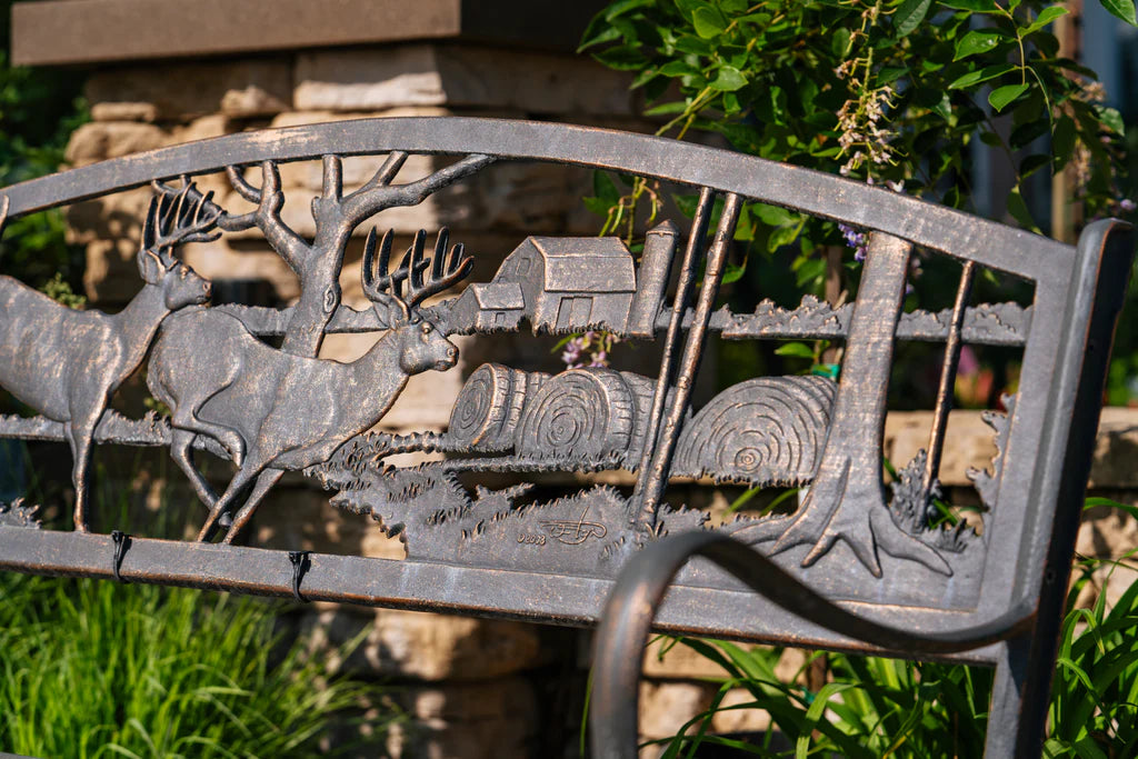 Outdoor Running Whitetails Bench outdoor furniture