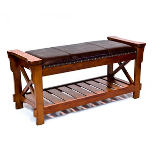 Padded Entryway Bench – Cherry Finish by All Things Cedar Storage Benches