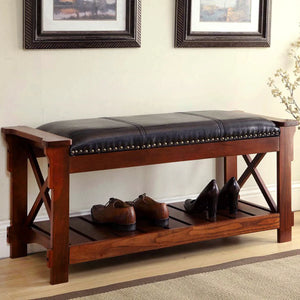 Padded Entryway Bench – Cherry Finish by All Things Cedar Storage Benches