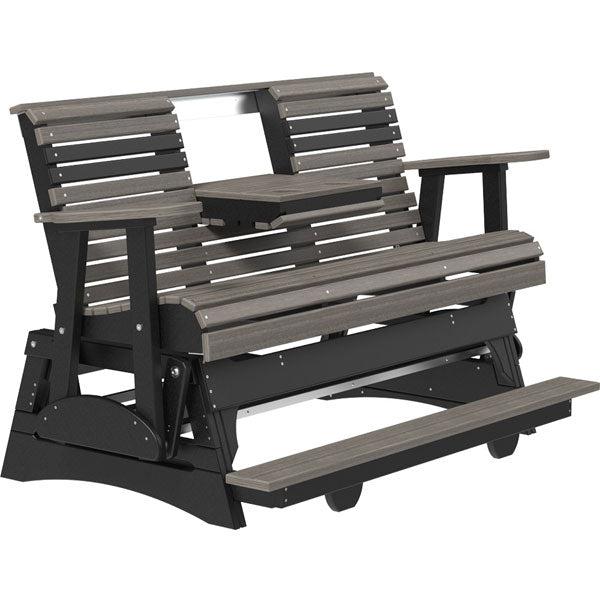 Plain Poly Balcony Glider Chair Outdoor Glider 5ft / Coastal Gray &amp; Black