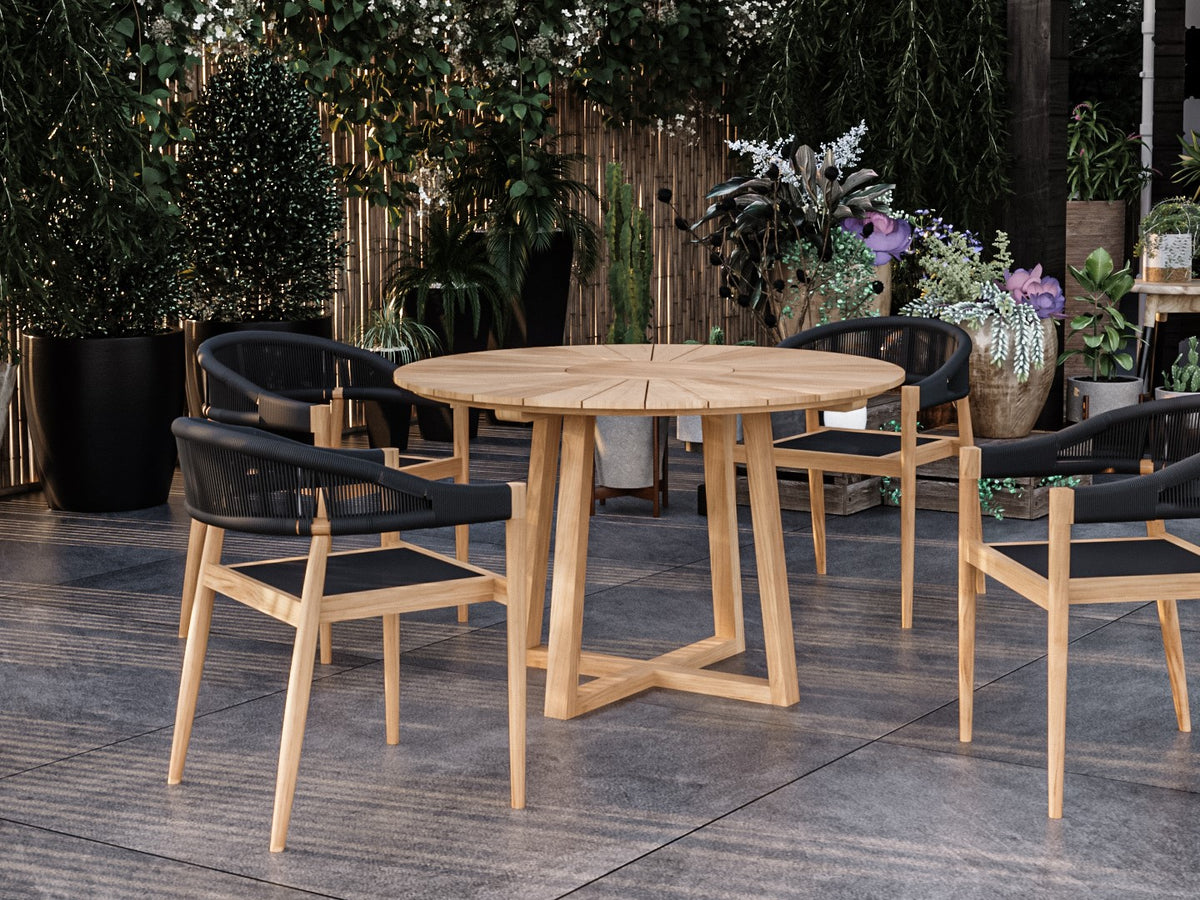 Plaisance Round Teak Outdoor Dining Table Outdoor Table