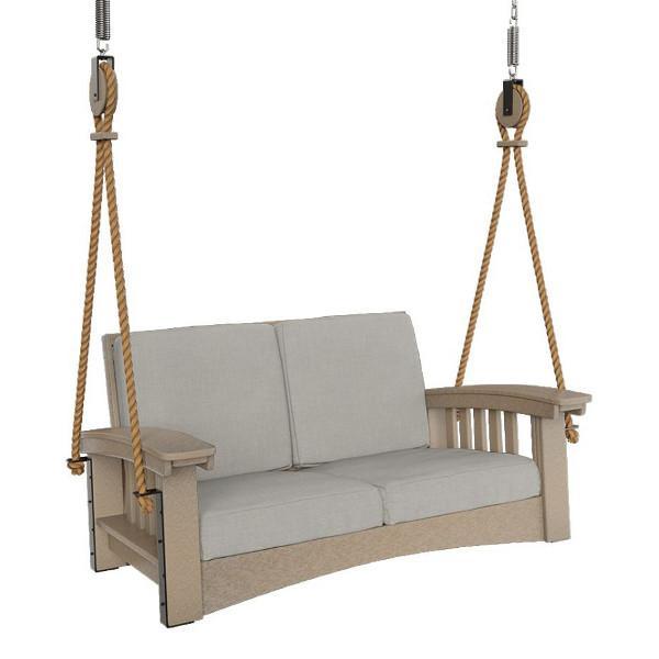 Poly Lounge Rope Swing Porch Swing Weather Wood / Canvas Granite