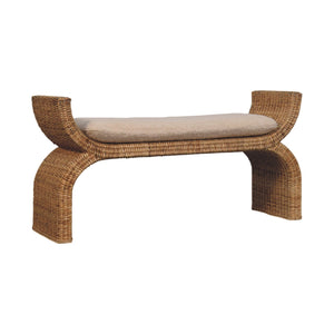 Rattan Weave Bouclé Bench Bench