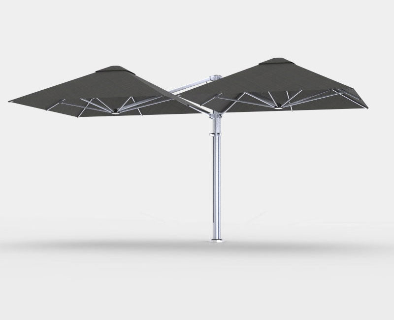 Shadowspec Unity™ Duo - Two Large Umbrellas – Square or Octagon Umbrella &amp; Canopy 3.0m | 10' Square / Oyster / Free-Standing Base