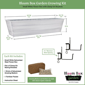 Small Bloom Box Garden Growing Kits – Wall and Clamp-On Bracket Options Flower Box Brackets