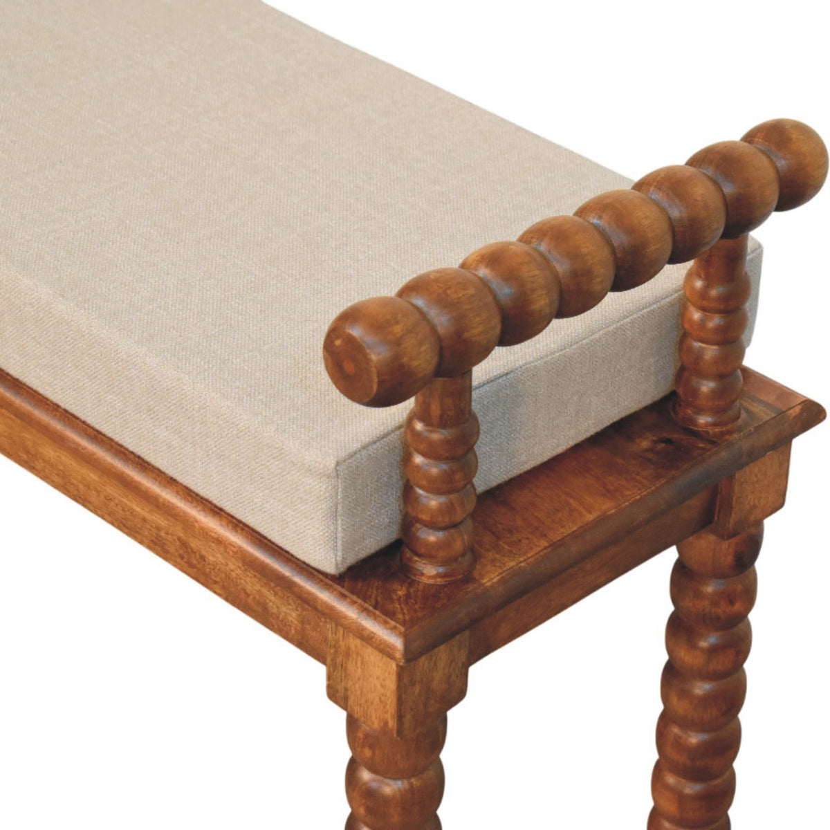 Spindle Amber Linen Bench Bench