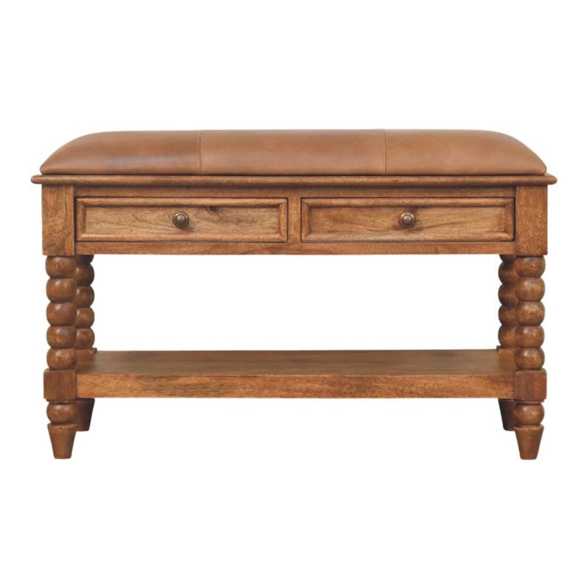 Spindle Leather Bench Bench