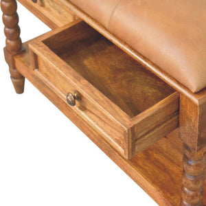Spindle Leather Bench Bench