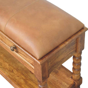 Spindle Leather Bench Bench